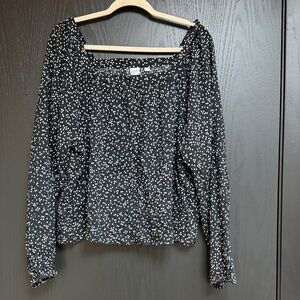GAP Black and White Speckled Blouse Size XL